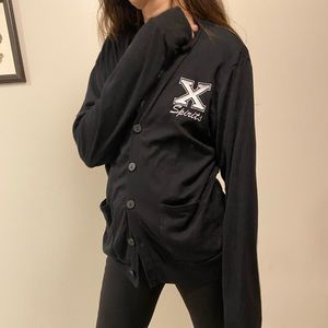 X lightweight soft button up sweater cardigan straight edge spirits black punk